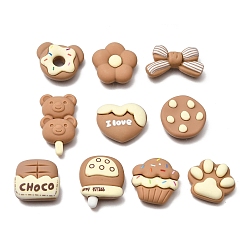 Camel Opaque Resin Imitation Chocolate Cabochons, Mixed Shapes, Camel, 17~30.5x17~28x6~8mm