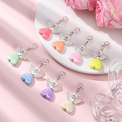 (52) Непрозрачная лаванда Акриловые подвески в виде ангела, Сплав с застежками, разноцветные, 42 мм