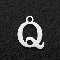 Letter Q Не тускнеющие 201 подвески из нержавеющей стали, лазерная резка, буквы, цвет нержавеющей стали, letter.q, 12x9x1 мм, отверстие : 1.5 мм
