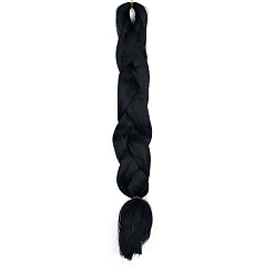 Negro Extensiones de cabello sintético jumbo ombre trenzas, crochet trenzas trenzas cabello para trenzar, fibra resistente a altas temperaturas, pelucas para mujeres, negro, 24 pulgada (60.9 cm)