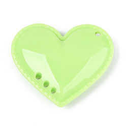 Зеленый газон Непрозрачные акриловые подвески, сердце, зеленый газон, 47x54x13.5 мм, Отверстие : 3 мм & 2~3 мм