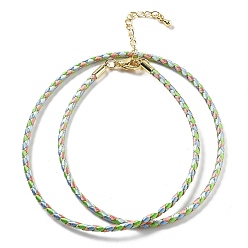 Васильковый Изготовление плетеных ожерелий из полиэфирного шнура, с латунной фурнитурой , нержавеющая сталь застежками, долговечный, золотые, васильковый, 18-3/4 дюйм (47.5 см)