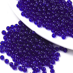 Темно-Синий Прозрачные стеклянные бусины, круглые, темно-синий, 4x3 мм, отверстия: 1 мм, около 4500 шт / мешок