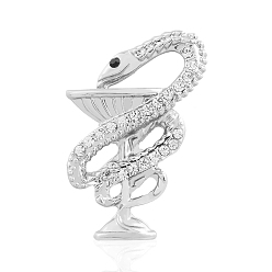 Платина Броши из змеиного сплава со стразами, платина, 35x26 мм