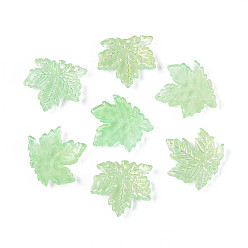 Светло-зеленый Подвески из прозрачного стекла с росписью для запекания, кленового листа, с золотой порошок, светло-зеленый, 20x20x4~4.5 мм, отверстие : 1~1.2 мм, Около 689 шт / 1000 г