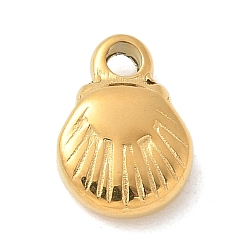 Настоящее золото 14K 304 прелести нержавеющей стали, ионное покрытие (ip), шарм в форме ракушки, реальный 14 k позолоченный, 9.5x7x3 мм, отверстие : 1.6 мм