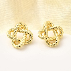 Золотой Серьги-гвоздики с латунными узлами, долговечный, стойки покрытие, золотые, 17.5x17.5 мм