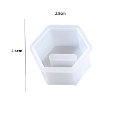 Белый Формы для подставок для колец шестигранной формы силиконовые формы, для уф-смолы, изготовление ювелирных изделий из эпоксидной смолы, белые, 44x39x22 мм, внутренний диаметр: 37x32 мм