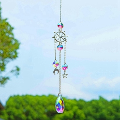 Coloré Cristal suncatcher, avec les accessoires en alliage, Pour la maison, décoration de jardin, colorées, 420x35mm