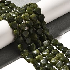 Chinese Jade Природные китайский нефрит бисер пряди, сердце, 10.5x10.5~11.5x4.5~5 мм, отверстие : 0.7~1 мм, около 38~40 шт / нитка, 36.8~42.6 см