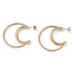 Золотой Вакуумное покрытие pvd 201 серьги-гвоздики в форме луны из нержавеющей стали, с 304 штифта из нержавеющей стали, золотые, 35x5 мм