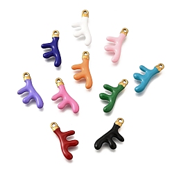 (52) Непрозрачная лаванда 304 подвески из нержавеющей стали, с эмалью, ионное покрытие (ip), золотые, очарование в форме коралла, разноцветные, 23.5x11x3 мм, отверстие : 1.6 мм