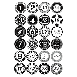 (52) Непрозрачная лаванда Рождественские пластиковые наклейки из пвх, самослипание, для чемодана, скейтборде, холодильник, шлем, оболочка мобильного телефона, круглые, Рождественский тематический паттерн, номер 1~24, разноцветные, 45 мм, 24шт / лист