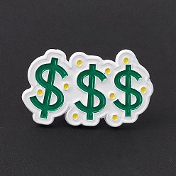 Symbol Dollar Money Enamel Pin, Alloy Brooch for Backpack Clothes, Sign Pattern, 18x30x1.5mm, Pin: 1.2mm