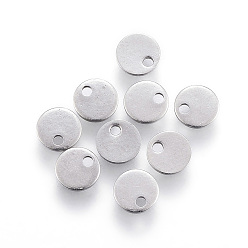 Нержавеющая Сталь Цвет Устойчивые к потускнению 304 подвески из нержавеющей стали, плоско-круглые, штамповка пустой метки, цвет нержавеющей стали, 15x1 мм, отверстие : 1.5 мм