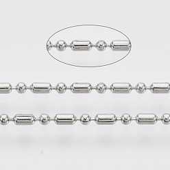 Платина Латунные шаровые цепи, стиль мяча, круглые и овальные, долговечный, пайки, с катушкой, без кадмия, без никеля и без свинца, платина, 2.5x1.5 mm и 1.5 mm, около 301.83 футов (92 м) / рулон