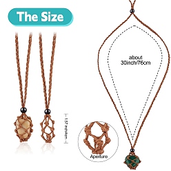 Перу Плетеные шнуры из вощеной хлопчатобумажной нити макраме мешочек изготовление ожерелья, регулируемые стеклянные бусины сменные каменные ожерелья, Перу, 30 дюйм (76 см), 2 шт / комплект