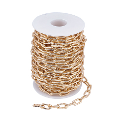 Light Gold Aluminum Cable Chains, Textured, Unwelded, Oval, Light Gold, 16x8x2mm