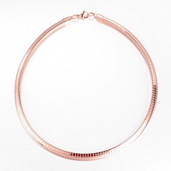 Rose Gold 304 Stainless Steel Necklaces, with Lobster Clasps, Rose Gold, Inner Diameter: 13.7cm(5-3/8 inch), 8x2mm