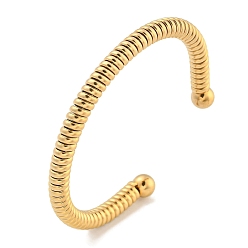 Настоящее золото 18K Ионное покрытие (IP) в стиле телефонного провода 304 браслеты-манжеты из нержавеющей стали, браслеты крутящего момента, реальный 18 k позолоченный, внутренний диаметр: 2x2-3/8 дюйм (5.2x6.1 см)