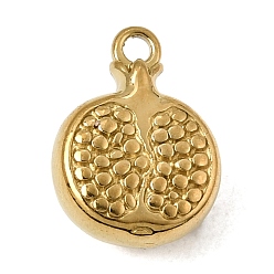 Pomegranate 316 хирургические брелоки из нержавеющей стали, фрукты чары, ионное покрытие (ip), реальный 18 k позолоченный, гранат, 13.5x10x6.3 мм, отверстие : 1.5 мм