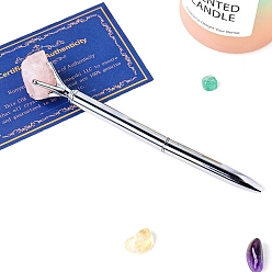 Розовый Кварц Шариковая ручка Nuggets из натурального розового кварца, ручка из нержавеющей стали, офисные школьные принадлежности, 145 мм