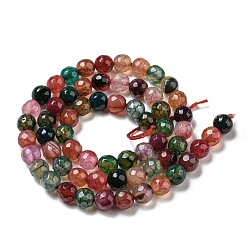 Colorful Natural Agate Beads Strands, Dyed & Heated, Round, Faceted, Colorful, 6mm, Hole: 1mm, about 62pcs/strand, 14.37~14.76 inch(36.5~37.5cm)