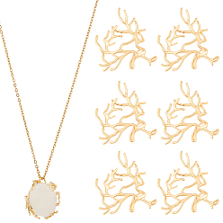 Real 18K Gold Plated 10Pcs Brass Pendants, Branch Shape Charms, Real 18K Gold Plated, 29.5~31x29~32x5mm, Hole: 4x2.5mm