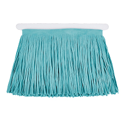 Темно-бирюзовый 3м бархатная бахрома, Бахрома для шитья, поделки, украшение юбки, темные бирюзовый, 150~155x0.5 мм