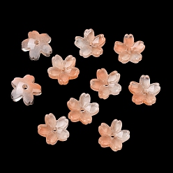 Темно-Оранжевый Окрашенные и нагретые стеклянные колпачки для бусин, 5-лепестков цветка, темно-оранжевый, 10.5x11x4.7 мм, отверстие : 1 мм