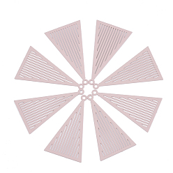 Pink 430 из нержавеющей стали филигранные подвески, окрашеные, гравированные металлические украшения, треугольные, розовые, 35x20x0.5 мм, отверстие : 1.5 мм