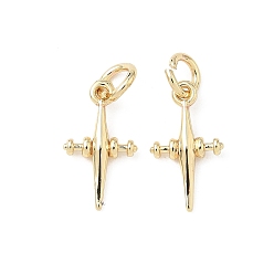 Золотой Латунные подвески, крест прелести, стойки покрытие, долговечный, с целью перехода в кольце, золотые, 14x8x2 мм, отверстие : 3 мм