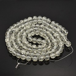 Clear Mixed Crackle Glass Round Beads, Clear, 4~12mm, Hole: 1mm, about 66~200pcs/strand, 29.9 inch~31.5 inch