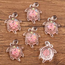 Pink Прозрачные смоляные подвески, черепахи обереги, розовые, 30x23 мм, отверстие : 1 мм
