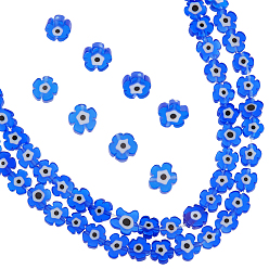 Полуночно-синий 2 нити бусины лэмпворк ручной работы, цветок с сглаза, темно-синий, 6~7x6~7.5x3 мм, отверстие : 0.7 мм, около 63~65 шт / нитка, 15.75 дюйм ~ 15.94 дюйм (40~40.5 см)