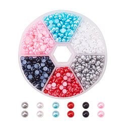 (52) Непрозрачная лаванда Абс пластмассовые кабошоны, имитации жемчуга, полукруглый, разноцветные, 4x2 мм