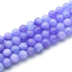 Средний Синий Шифер Природного кварца нитей бисера, окрашенные, круглые, имитация синего кружевного агата, средний грифельно-синий, 6~6.5 мм, отверстие : 0.9~1 мм, около 60~63 шт / нитка, 14.96~15.35 дюйм (38~39 см)