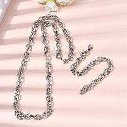 Нержавеющая Сталь Цвет 304 Наборы ювелирных украшений из цепочек и ожерелий из нержавеющей стали, с карабин-лобстерами , цвет нержавеющей стали, 600 мм