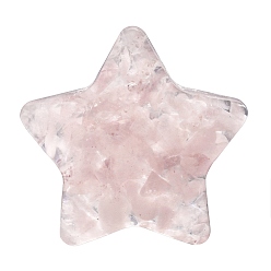 Розовый Кварц Украшение дисплея звезды смолы, с натуральной крошкой розового кварца внутри статуй для украшения домашнего офиса, 31x30x12~14 мм