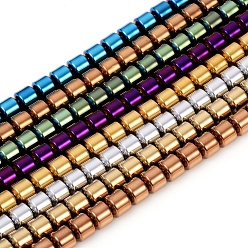 Mixed Color PVD Vacuum Plating Non-magnetic Synthetic Hematite Beads Strands, Drum, Mixed Color, 6x5.5mm, Hole: 1mm, about 71pcs/Strand, 15.94 inch(40.5cm)
