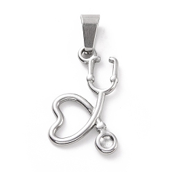 Stainless Steel Color Non-Tarnish 304 Stainless Steel Pendants, Echometer, Stainless Steel Color, 21x14x2mm, Hole: 3x7mm