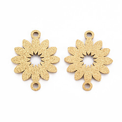 Золотой 201 соединители звенья нержавеющие, , лазерная резка, цветок, золотые, 19.5x15x1 мм, отверстие : 1.6 мм