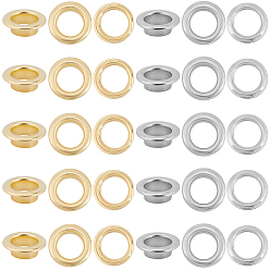 Платиновый & Золотой 200шт. 2 цвета железные люверсы фурнитура, с распоркой, плоско-круглые, платиной и золотом, 16.5x5.5 мм, отверстие : 10 мм, 100 шт / цвет