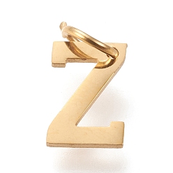 Letter Z 304 подвески из нержавеющей стали, с прыжковых колец, ручная полировка, золотые, letter.z, 10x7x1 мм, отверстие : 4.5 мм