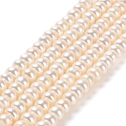 PapayaWhip Natural Cultured Freshwater Pearl Beads Strands, Grade 5A, Rondelle, PapayaWhip, 5~5.5x4~4.5mm, Hole: 0.8mm, about 96pcs/strand, 15.16''~15.35''(38.5~39cm)