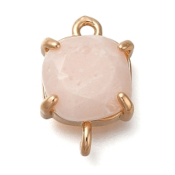 лаванда Подвески-подвески из латунного стекла с имитацией драгоценных камней, без кадмия, без никеля и без свинца, квадратные ссылки, золотые, лаванда, 16x10.5x5 мм, отверстие : 1.5 мм