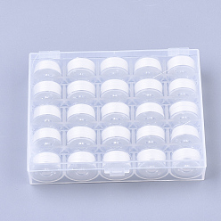 White 402 Polyester Sewing Thread, Plastic Bobbins and Clear Box, White, 0.1mm, 50m/roll, 25rolls/box