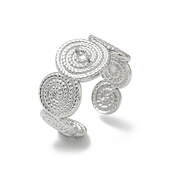Stainless Steel Color 304 Stainless Steel Cuff Open Ring Setting, Swirl Round, with Loop, Stainless Steel Color, 11.5mm, Hole: 2.5x2mm,US Size 8 1/2(18.5mm)