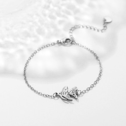 Stainless Steel Color Ocean 304 Stainless Steel Fish Link Bracelets, Cable Chain Bracelets for Women, Tarnish Free, Stainless Steel Color, 6.69 inch(17cm)
