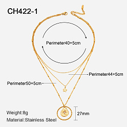 Teardrop 304 двухслойные ожерелья из нержавеющей стали с прозрачным кубическим цирконием, золотые, слеза, 15.75 дюйм (40 см), Кулон : 27 мм
